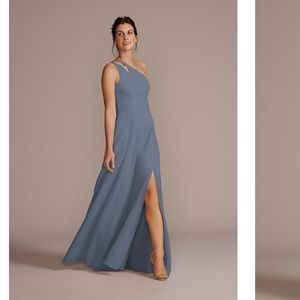 David’s Bridal Chiffon One-Shoulder Cutout Bridesmaid Dress